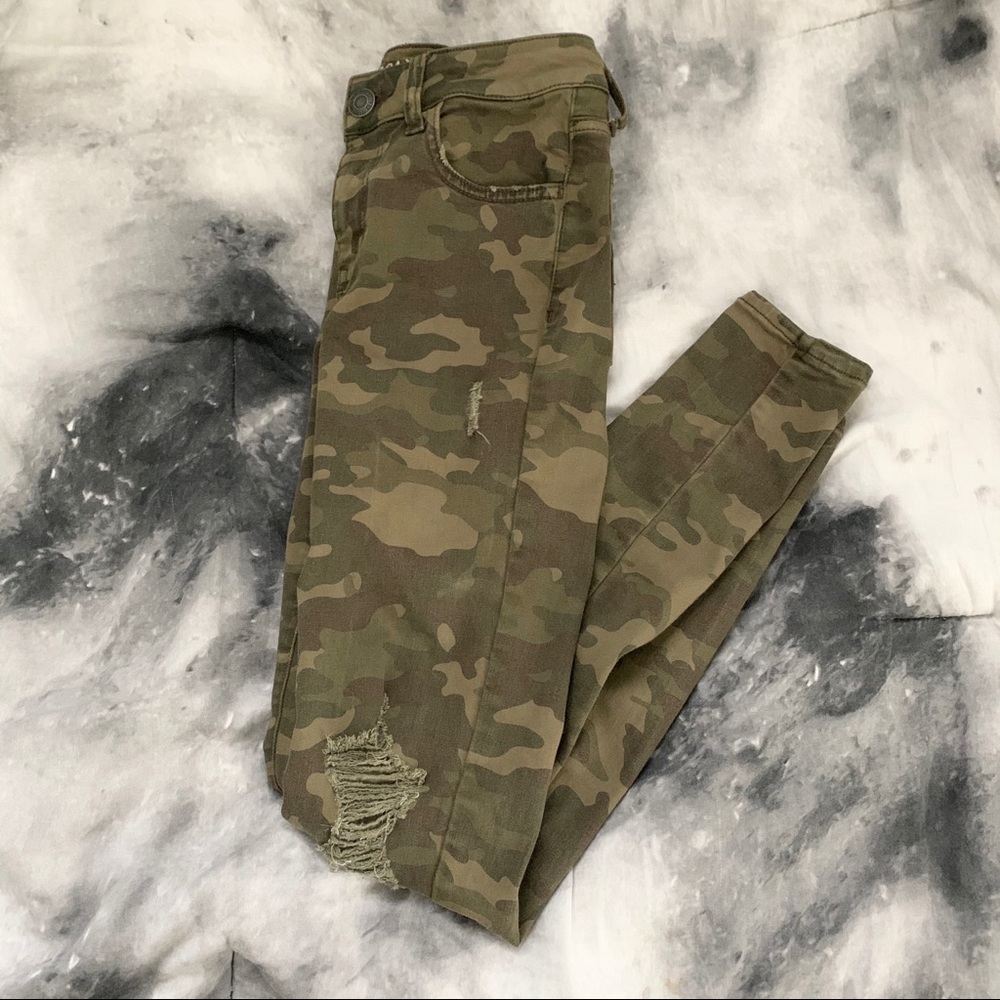 American Eagle Camo Ripped Jeans